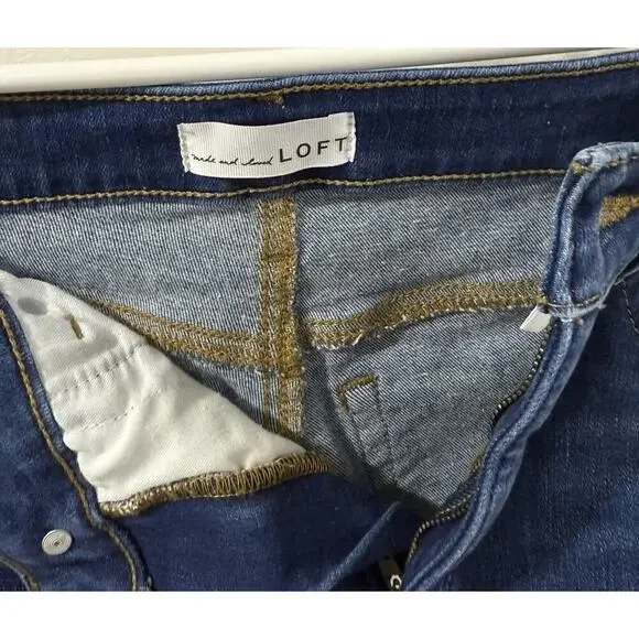 LOFT Curvy Skinny Jeans Size 27 Mid Rise Dark Wash Stretch Denim - Picture 3 of 7